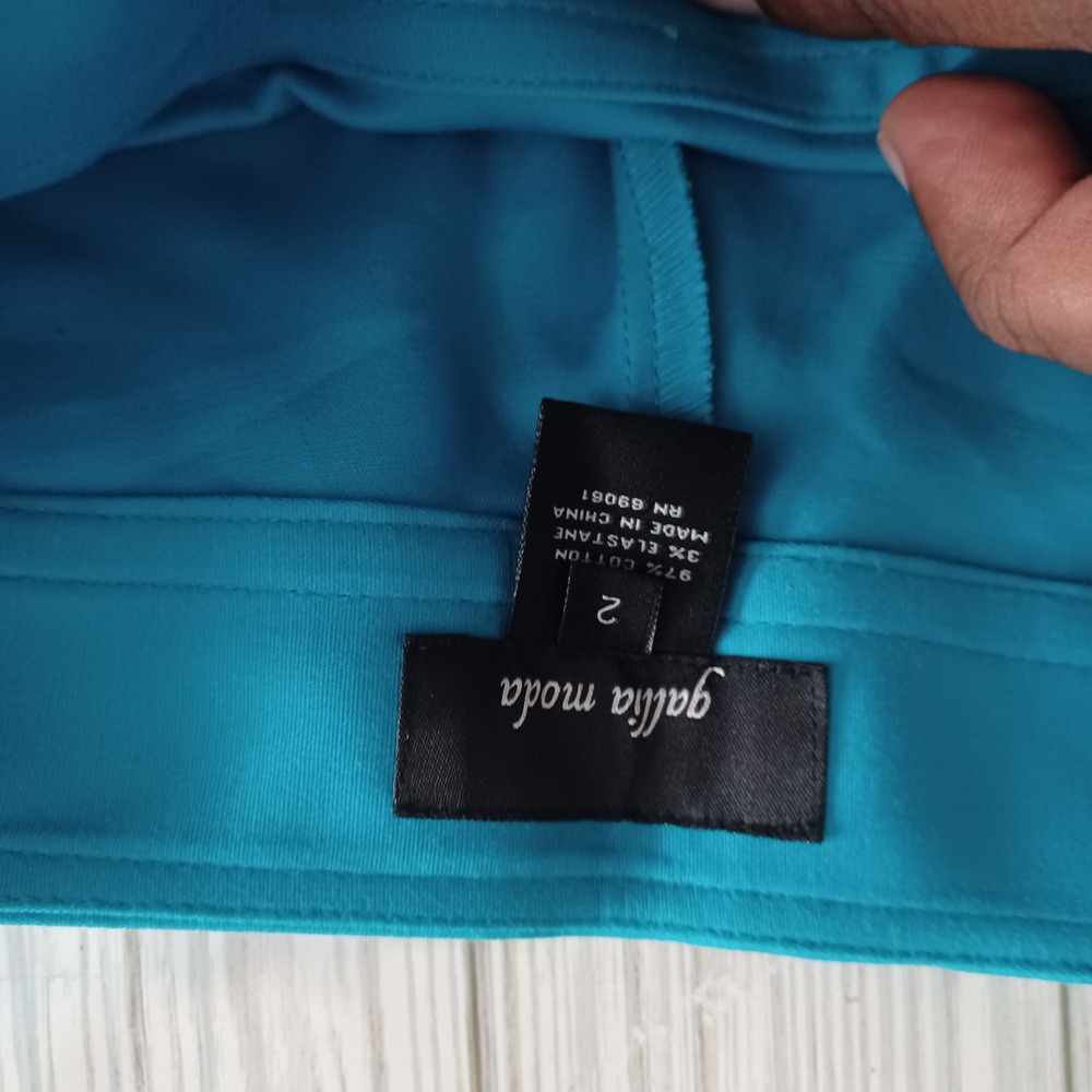Gallia Moda Womens Turquoise Blue Slim Fit Tailored Trousers Pants Size 2 - Picture 6 of 7